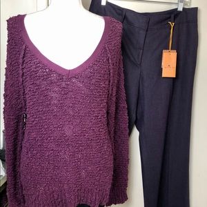 Free People V-Neck Chunky Knit Sweater